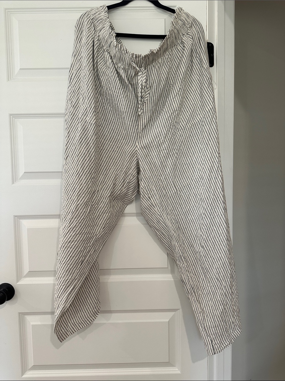 a new day Cream Wide Leg Pinstripe Drawstring Pants